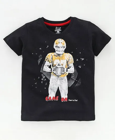 DEAR TO DAD Half Sleeves Printed Tee - Black
