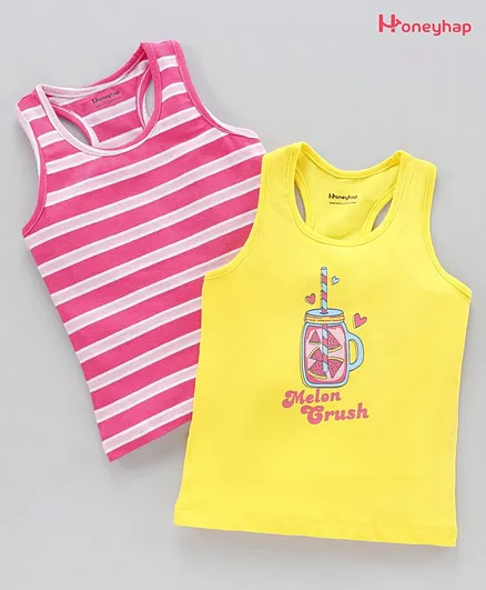 Honeyhap Silvadur Anti Microbial Finish Sleeveless Tops Pack of 2 - Pink Yellow