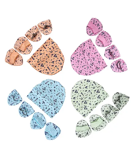 Mom's Home Cap, Mitten & Booties Set of 4 - Cap Diameter 18 cm