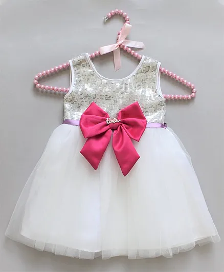Barbie by Many Frocks & Sleeveless Sequin Detailing Dress - White