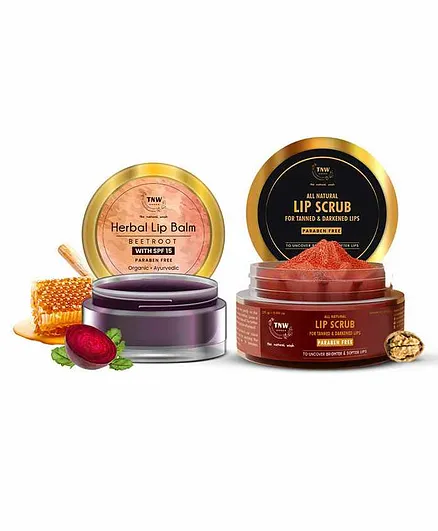 TNW- The Natural Wash Lip Care Combo With Lip Balm & Lip Scrub - 5 gm, 25 gm Respectively