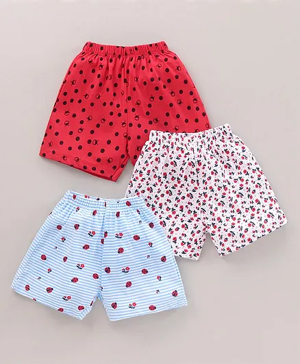 Simply Above Knee Length Shorts Pack of 3 - Red Blue White