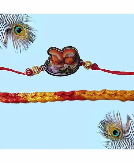 Vast Vadapav And Traditional Moli Rakhi Set Of 2 - Multicolor