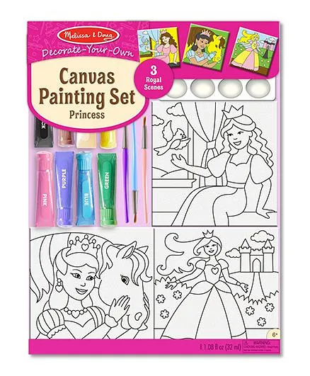 Melissa And Doug Canvas Painting Set Princess - Multicolor