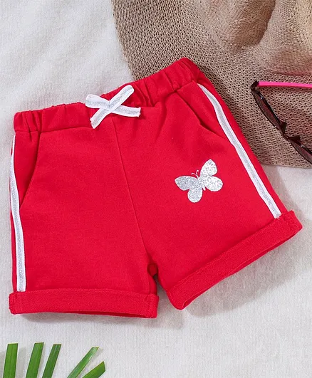 Babyhug Shorts Butterfly Print - Red