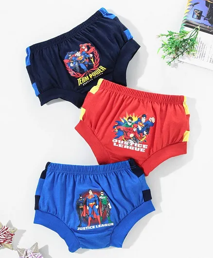 Red Rose Superman Print Pack of 3 Briefs - Red Blue Black