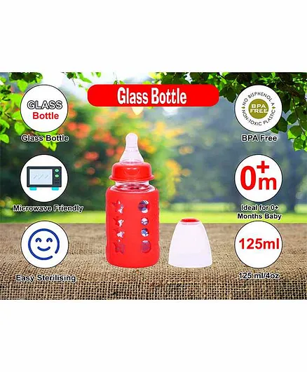 Mastela Glass Feeding Bottle Red - 125 ml