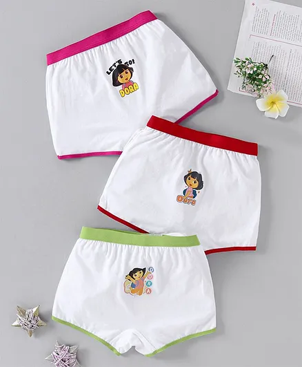 Red Rose Panties Dora The Explorer Print Pack of 3 - White