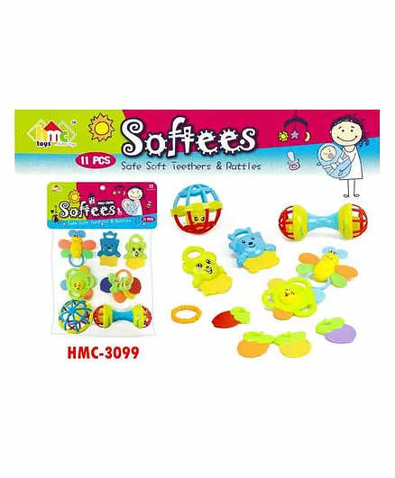 Sanjary Baby Rattle Teether Toy Set Pack Of 11 - Multicolor