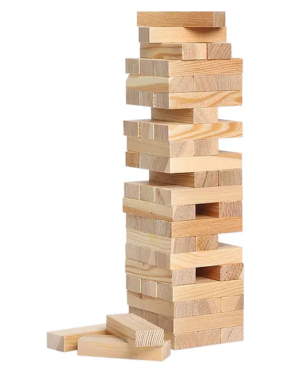 Zyamalox Jenga Blocks Timber Tumbling Game Brown - 52 Pieces
