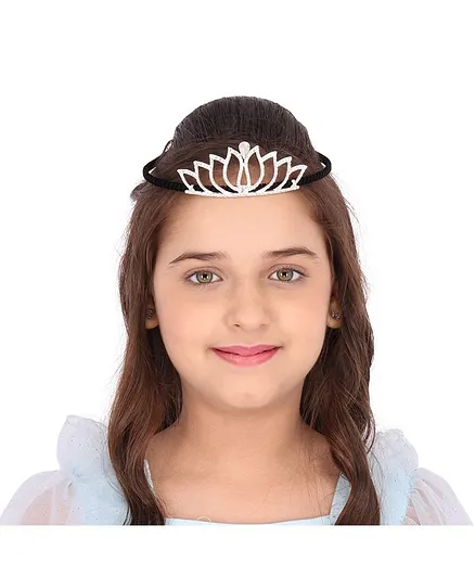 Cutecumber Studded Crown Design Hair Band - White & Silver