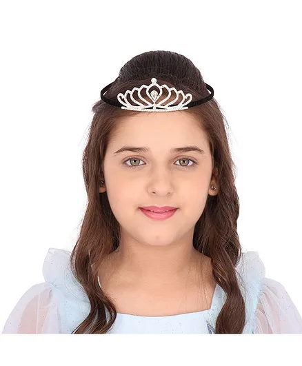 Cutecumber Studded Crown Design Hair Band - White & Silver