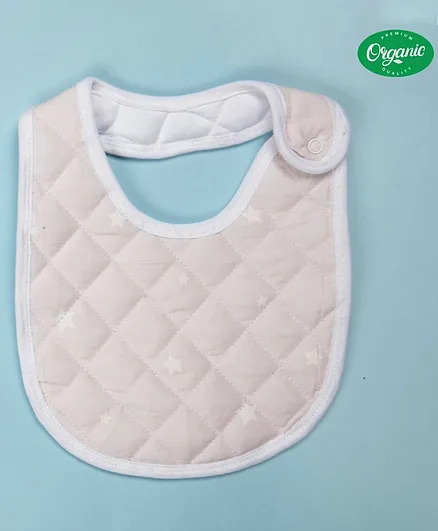 COCOON ORGANICS 100% Cotton Printed Premium Quilted Bib - Cream