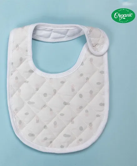 COCOON ORGANICS 100% Cotton Printed Premium Quilted Bib - White