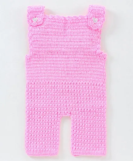 Richhandknits Sleeveless Handknitted Dungaree Style Sweater- Pink