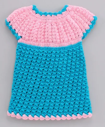 Richhandknits Cap Sleeves Handknitted Pullover - Azure Blue