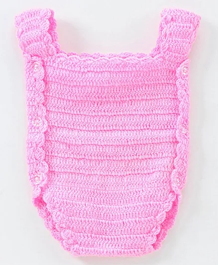 Richhandknits Sleeveless Winter Wear Handknitted Onesie - Light Pink