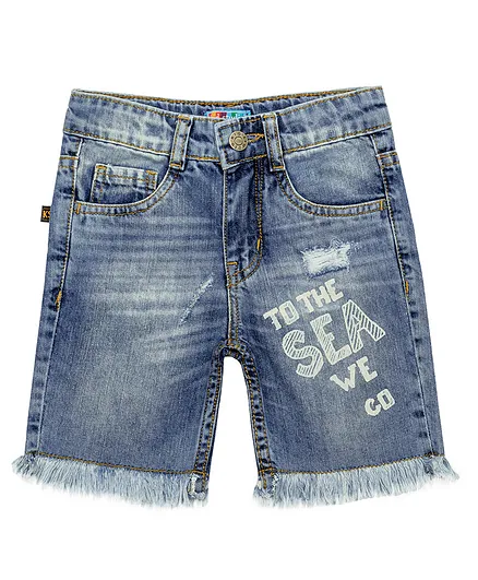 Kid Studio Boys To The Sea We Go Printed Shorts - Blue