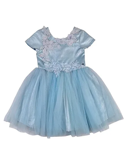GINI & JONY Short Sleeves Floral Lace Dress - Blue