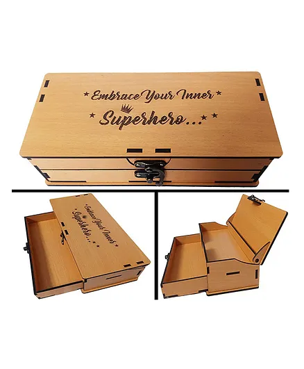 Glowbird Printed Wooden Geometry Storage Box - Brown