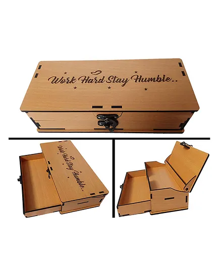 Glowbird Printed Wooden Geometry Storage Box - Brown