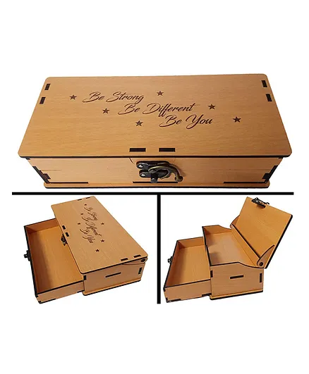 Glowbird Printed Wooden Geometry Storage Box - Brown