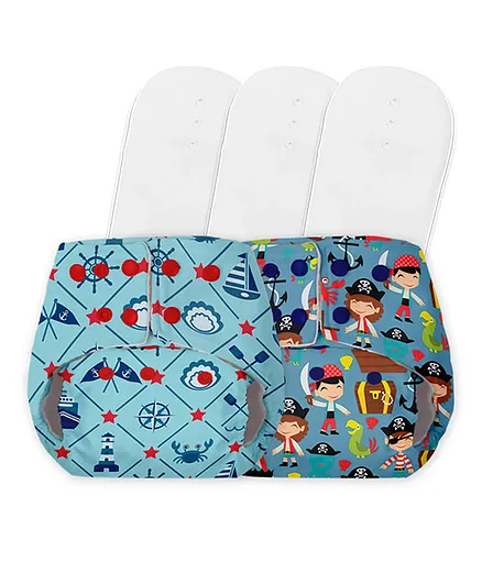 SuperBottoms Pocket Diapers With 3 Dry Feel Inserts - Multicolour(Print May Vary)