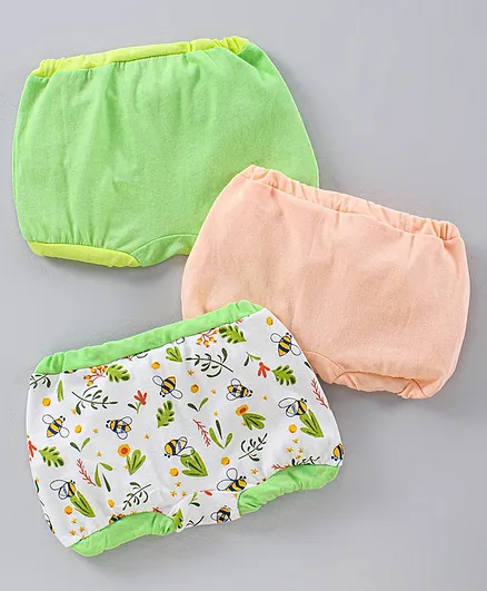 Ohms Cotton Bloomers Pack of 3 - Green Peach White