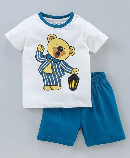 Babyoye Half Sleeves Tee and Shorts - Blue