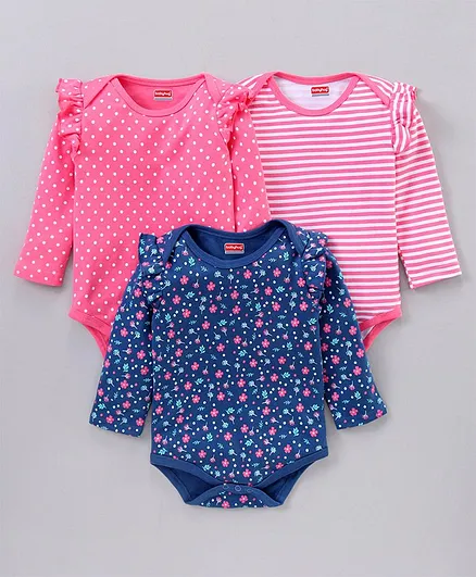 Babyhug Full Sleeves Onesie Pack Of 3 - Pink