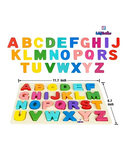 LazyToddler Educational Wooden Capital Alphabets Board Multicolor - 26 Pieces