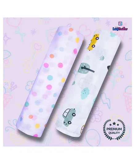 LazyToddler 100% Cotton Muslin Swaddle Wrap Pack of 2 - White