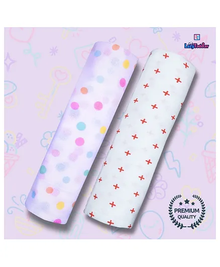 LazyToddler 100% Cotton Muslin Swaddle Wrap Pack of 2 - White