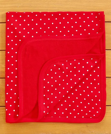 Babyhug Towel Polka Dot Print - Red