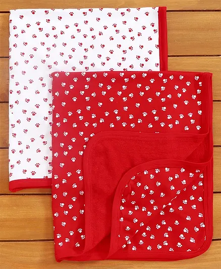 Babyhug Towel Polka Dot Print Pack Of 2 - Red White