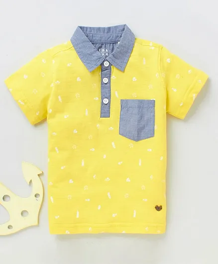 Ed-a-Mamma Half Sleeves Printed Tee - Yellow