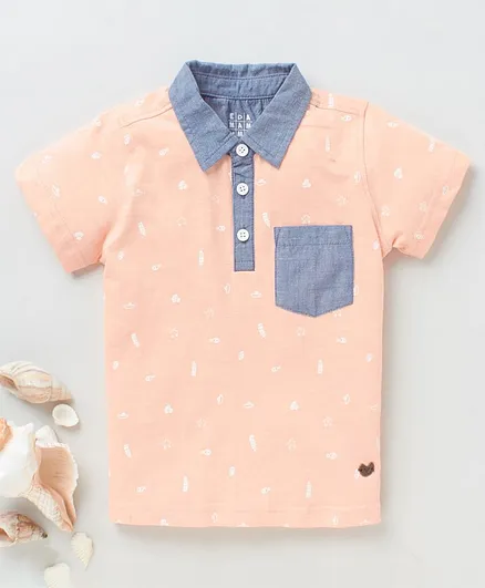 Ed-a-Mamma Half Sleeves Printed Tee - Peach