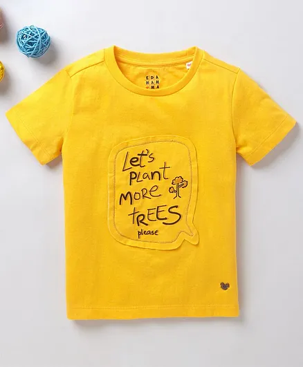 Ed-a-Mamma Short Sleeves Text Print Tee - Yellow