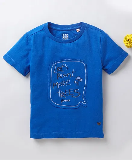 Ed-a-Mamma Short Sleeves Text Print Tee - Blue