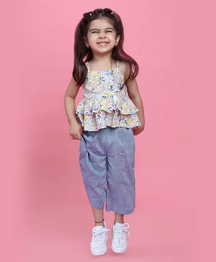 Taffy Multi Sleeveless Layered Floral Printed Top - Multi Color