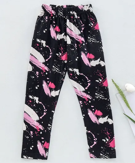 Fido Full Length Leggings Abstract Print - Black