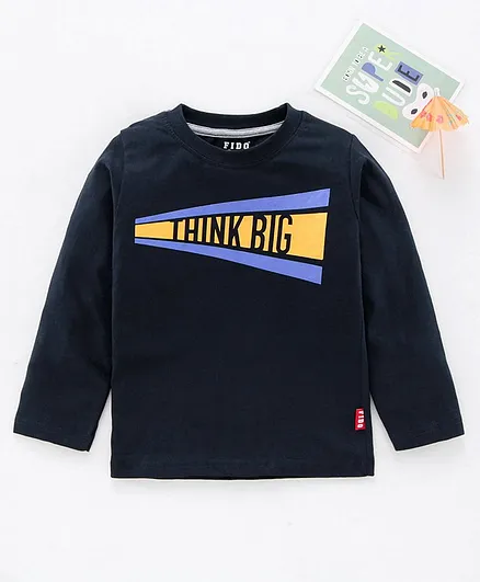 Fido Full Sleeves Printed T-Shirts - Navy Blue
