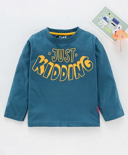 Fido Full Sleeves Tshirt Text Print - Blue