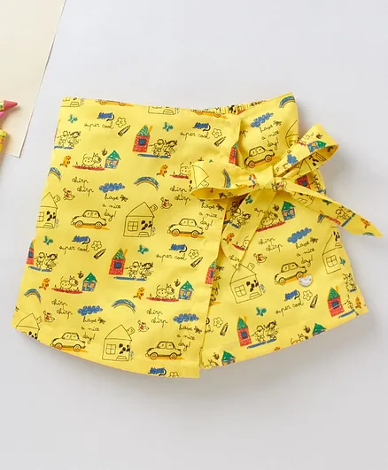 Ed-a-Mamma Overlap Printed Skorts - Yellow
