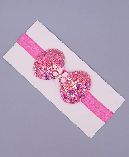 TMW Kids Shiny Sequins Bow Flower Detail Headband - Pink