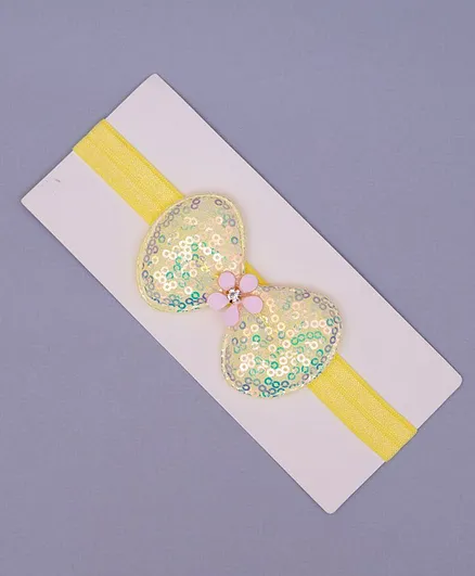 TMW Kids Shiny Sequins Bow Flower Detail Headband - Yellow
