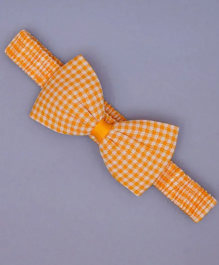 TMW Kids Handmade Gingham Chex Big Knotted Bow Headband - Yellow