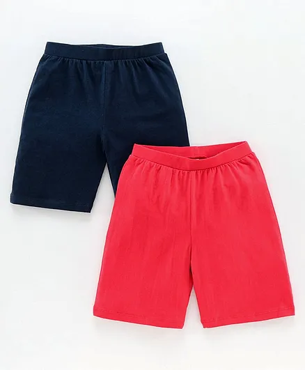 Pine Kids Anti-microbial & Biowashed Cotton Lycra Shorts Soild - Red Navy