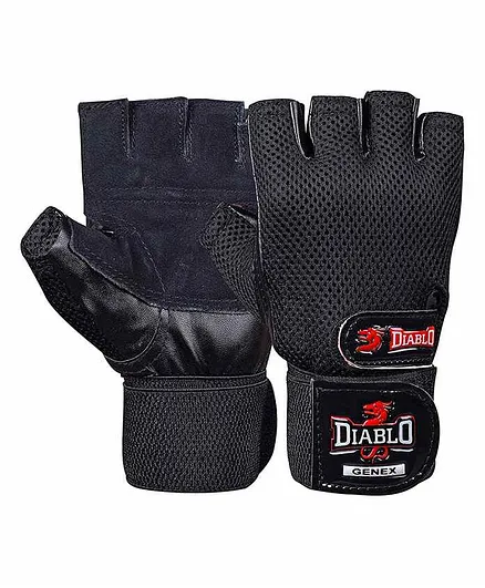 DIABLO Genex Leather Gym Gloves - Black