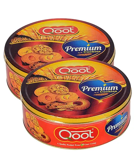 Qoot Premium Assorted Cookies Tins Pack of 2 - 400 gm Each